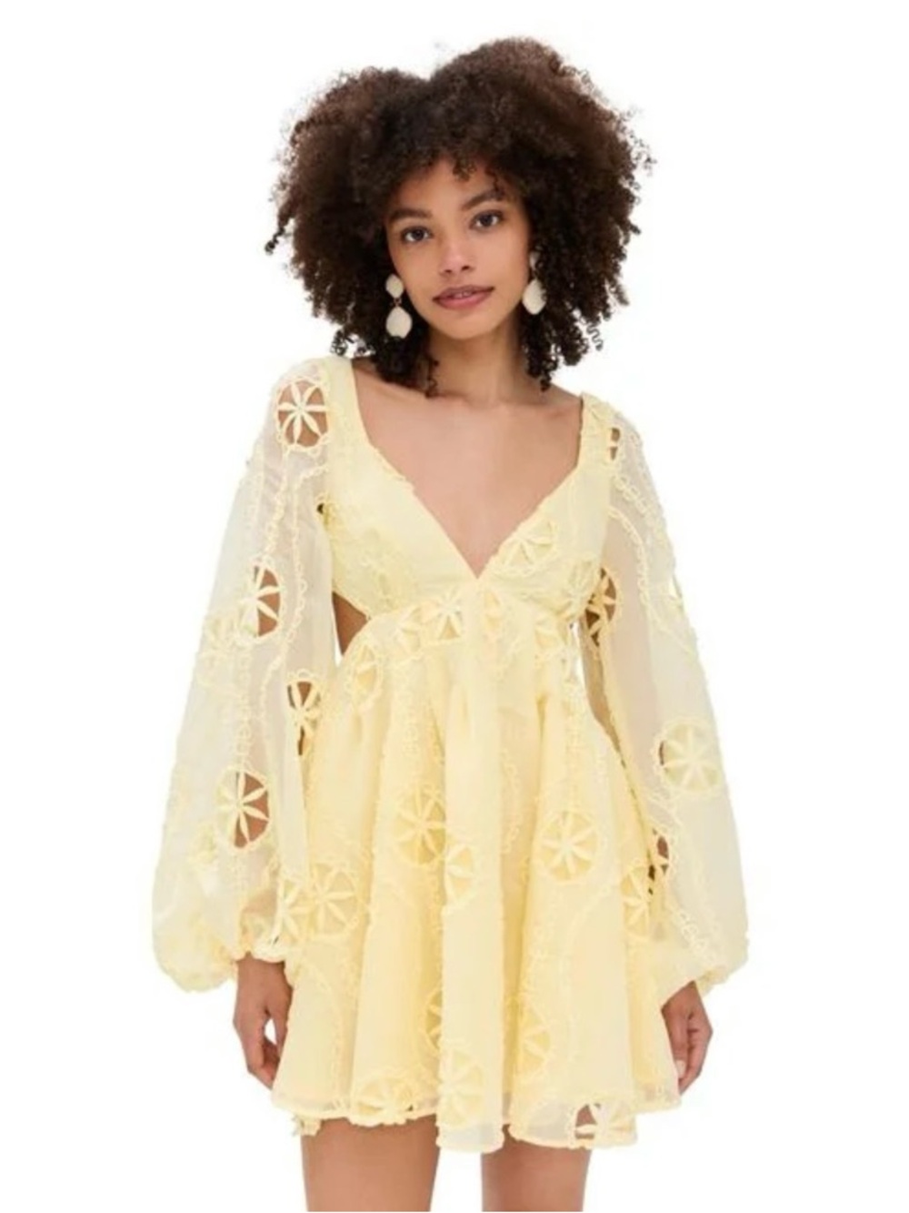 NEW Sunshine Lace Cutout Mini Dress - Yellow Spring Summer Wedding Crochet Flare